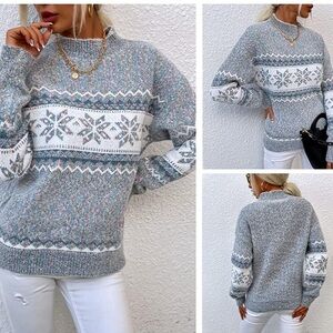 Women’s Casual Knitted Pullover Long Sleeve Sweaters with Crew Neck